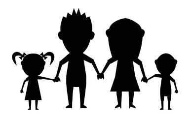 dolls happy family black icon vector