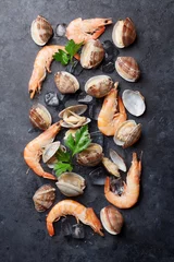 Peel and stick wall murals Sea Food Fresh seafood on stone table