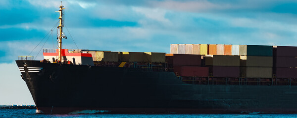 Black cargo ship