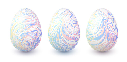 Set of vector pastel colors marbled easter eggs