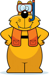 Cartoon Cat Snorkeling
