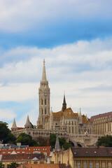 Fototapeta na wymiar View on the Matthias Church and the Buda side of Budapest, Hungary