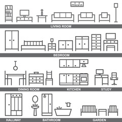 Vector furniture outline icons 4
