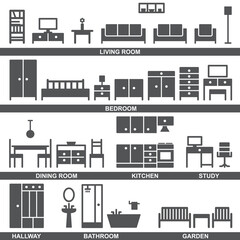 Vector furniture silhouette icons 3