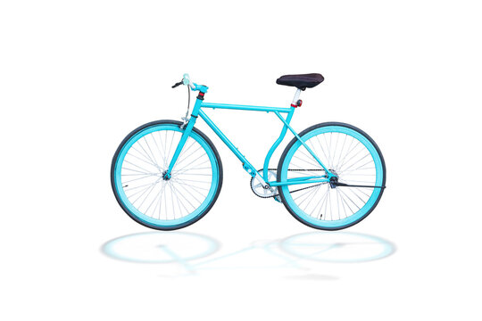 fixed gear bicycle or fixed-wheel bycicle or fixie,It looks and looks like a vintage bycicle.isolated on white background with clipping path.