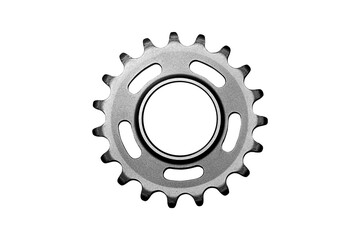 Fixed gear metal cog wheels on white background