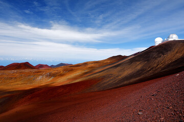 Mauna Kea Observatories on top of Mauna Kea mountain peak, Hawaii, USA