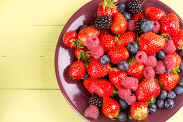 Soft fruits on table