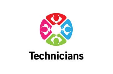 Colorful Abstract People Logo Design Illustration