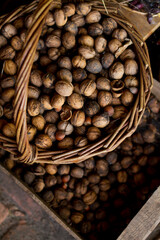 walnuts in a wicker basket