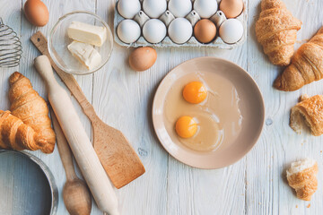 Cooking baking ingredients isolated on table