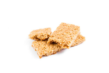 Oatmeal cereal bar isolated on white background
