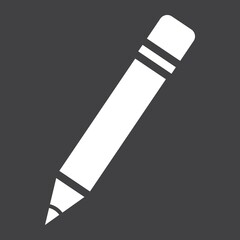 Pencil solid icon, Education and school, vector graphics, a filled pattern on a black background, eps 10.