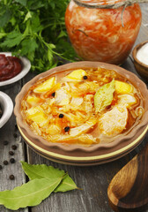 Traditional shchi with sauerkraut