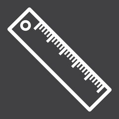 Ruler line icon, Education and school, vector graphics, a linear pattern on a black background, eps 10.