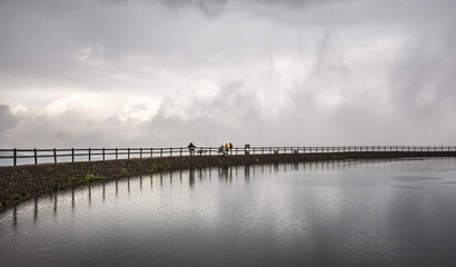 Obraz premium Lake in the adventure park on Steinplatte Mountain in Waidring,Tirol, Austria