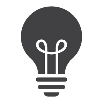 Light Bulb Solid Icon, Lamp And Idea, Light Vector Graphics, A Filled Pattern On A White Background, Eps 10.