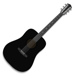 Obraz na płótnie Canvas Musical instrument. Black acoustic guitar isolated on white background. Vector illustration
