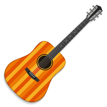 Musical instrument. Acoustic guitar isolated on white background. Vector illustration