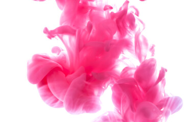 pink, acrylic colors. Ink swirling in water. Color explosion