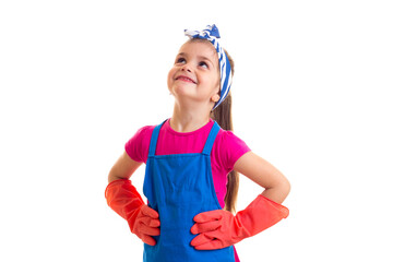 Girl in apron and gloves