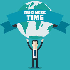 Successful businessman with Earth globe