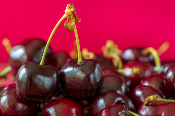 Cherry background, close-up, ripe berries
