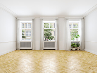 empty loft apartment. 3d rendering