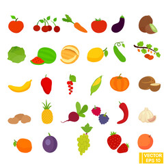 Set of fruits and vegetables.