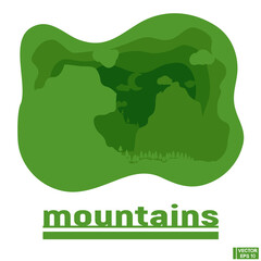 Paper sectional postcard with mountain