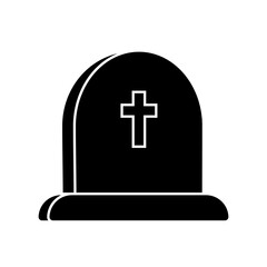 Obraz premium cementery stone with cross icon over white background. vector illustration