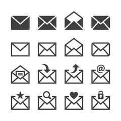 Mail icon set. E-mail message symbol illustration.