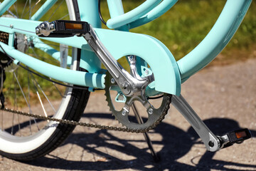 Bicycle crankarm and pedals on blurred background