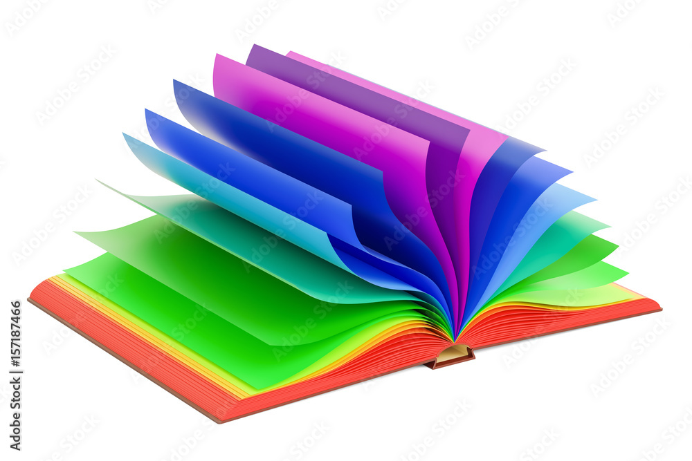 Aufkleber multicolored opened book, 3d rendering