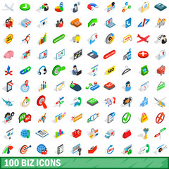 100 biz icons set, isometric 3d style