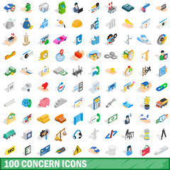 Fototapeta premium 100 concern icons set, isometric 3d style