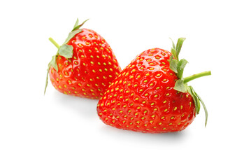 Ripe strawberries on white background