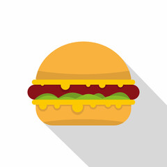 Tasty hamburger icon, flat style