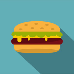Classic cheeseburger with lettuce icon, flat style