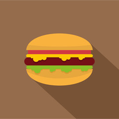 Hamburger with cheese, tomatoes and salad icon