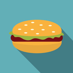 Burger with lettuce, meat patty and bun icon