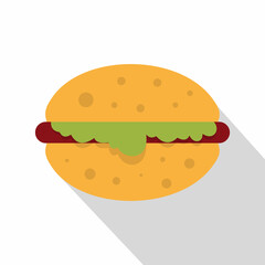 Hamburger with salad icon, flat style