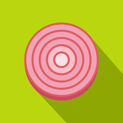 Slice of sweet red onion icon, flat style