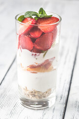 Strawberry and peach parfait