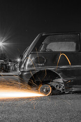 Car wheels with sparks