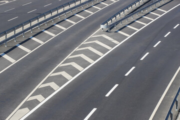 Fototapeta premium Multiband asphalt track removed from bridge height
