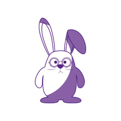 cute bunny with glasses icon over white background. vector illustration
