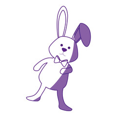 cute bunny with a bow tie icon over white background. vector illustration