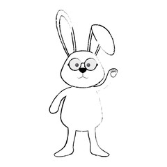 cute bunny with glasses icon over white background. vector illustration