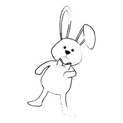 cute bunny with a bow tie icon over white background. vector illustration